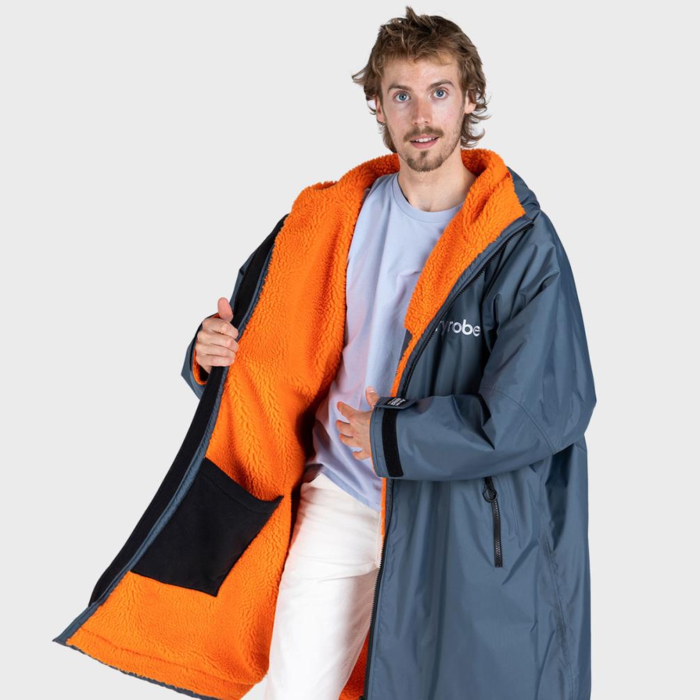 dryrobe Advance Long Sleeve Changing Robe - Dark Grey / Orange Extra Image 1